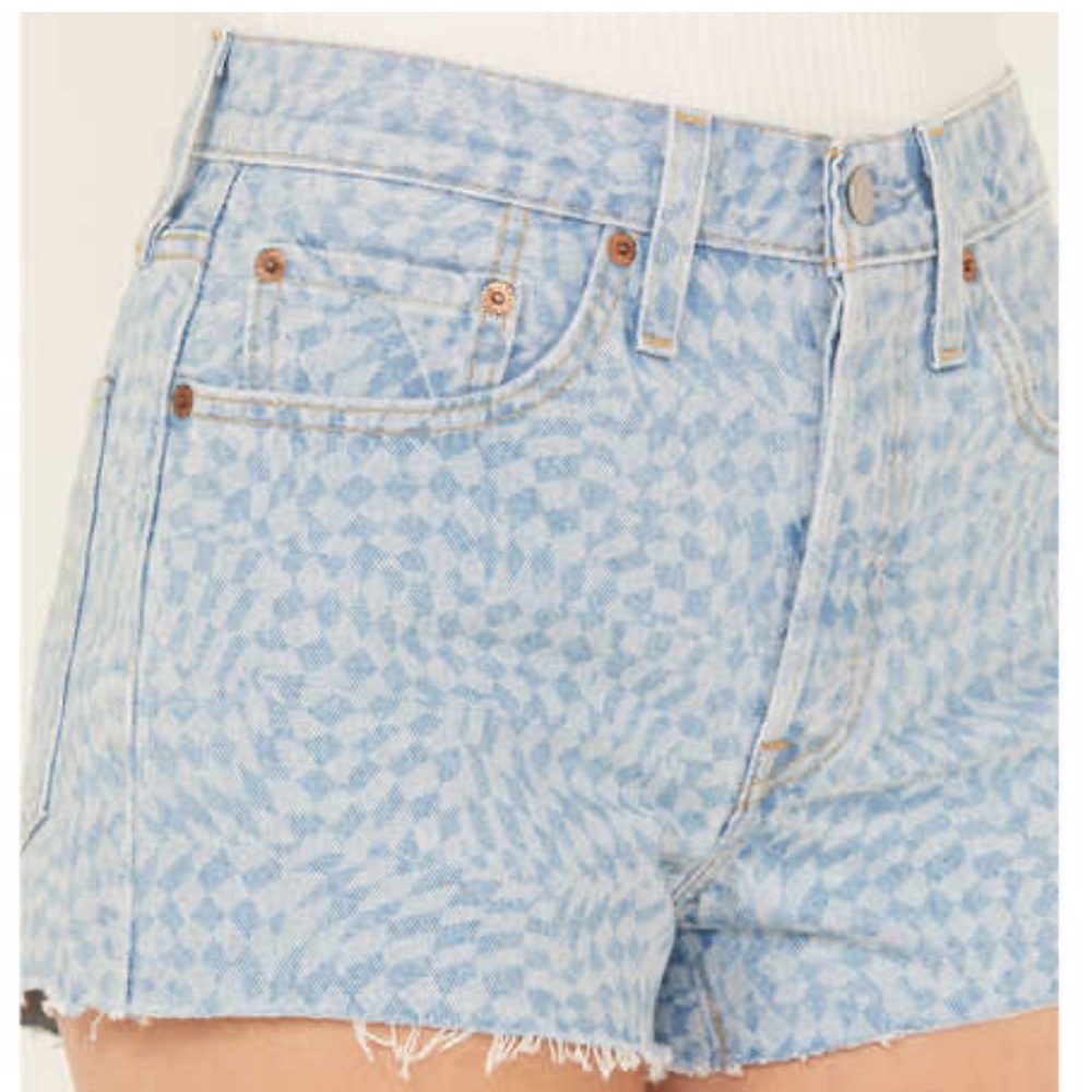 LEVI’S 501 NWT checkered geo laser print denim jean shorts size 31